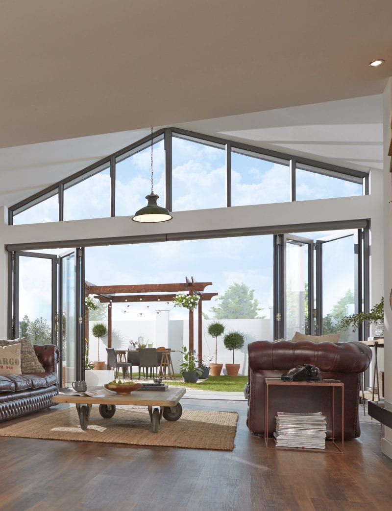 Large black bifold doors